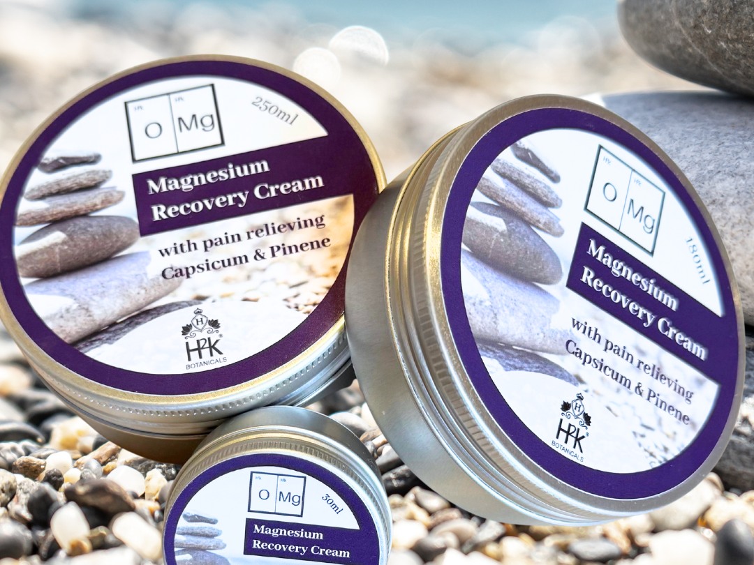 OMG Magnesium Recovery Cream by H2K Botanicals in 250ml, 180ml and 30ml tins